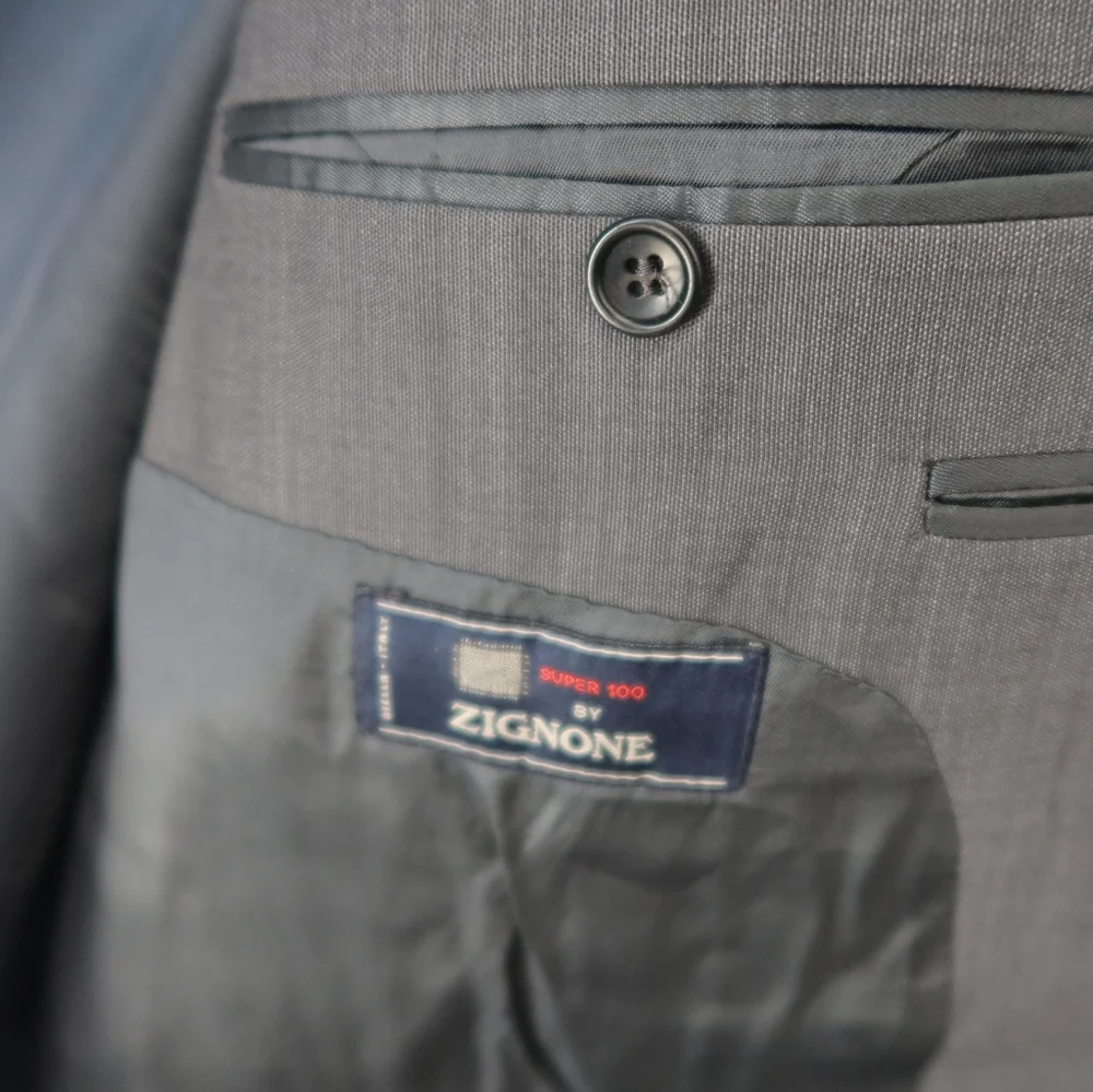 Pronto Uomo Grey Teal Suit Jacket Size 44 Long